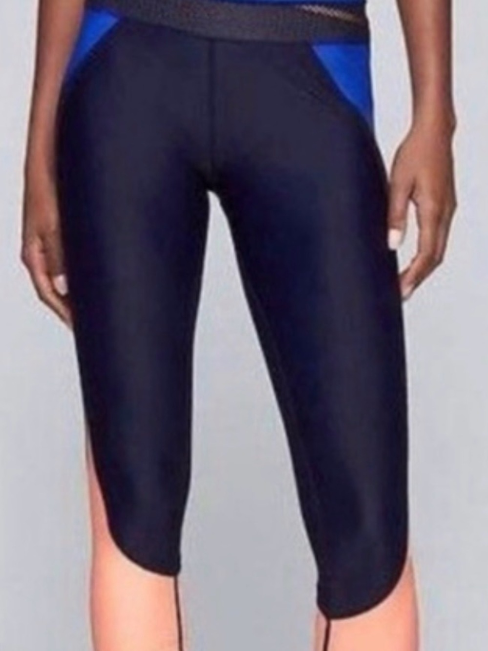 Women's Navy and Blue Athletic Swim Crop Leggings